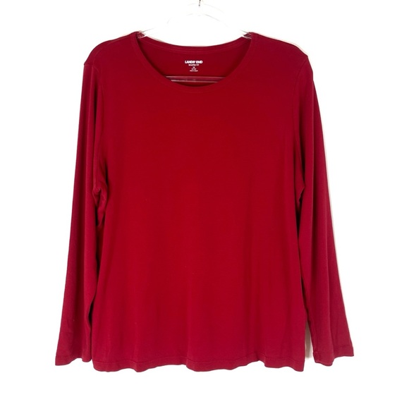 Lands' End | Shaped Fit Red 100% Cotton Long Sleeve Scoop Neck Tee Shirt 1X - Picture 1 of 4